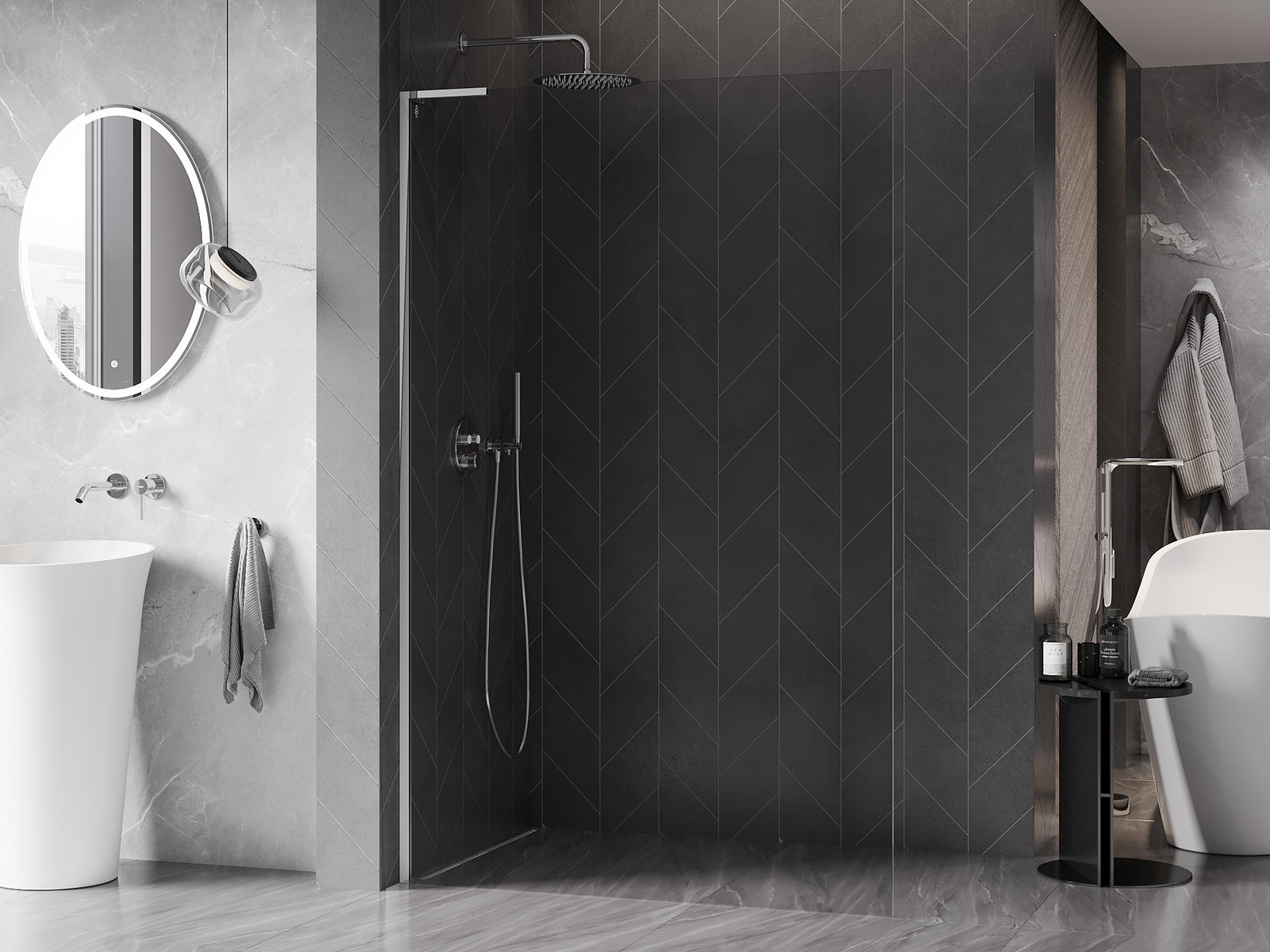 Mexen Kioto-X L ścianka prysznicowa Walk-in 100 x 200 cm, transparent 10 mm, chrom - 800-100-107-01-00-X